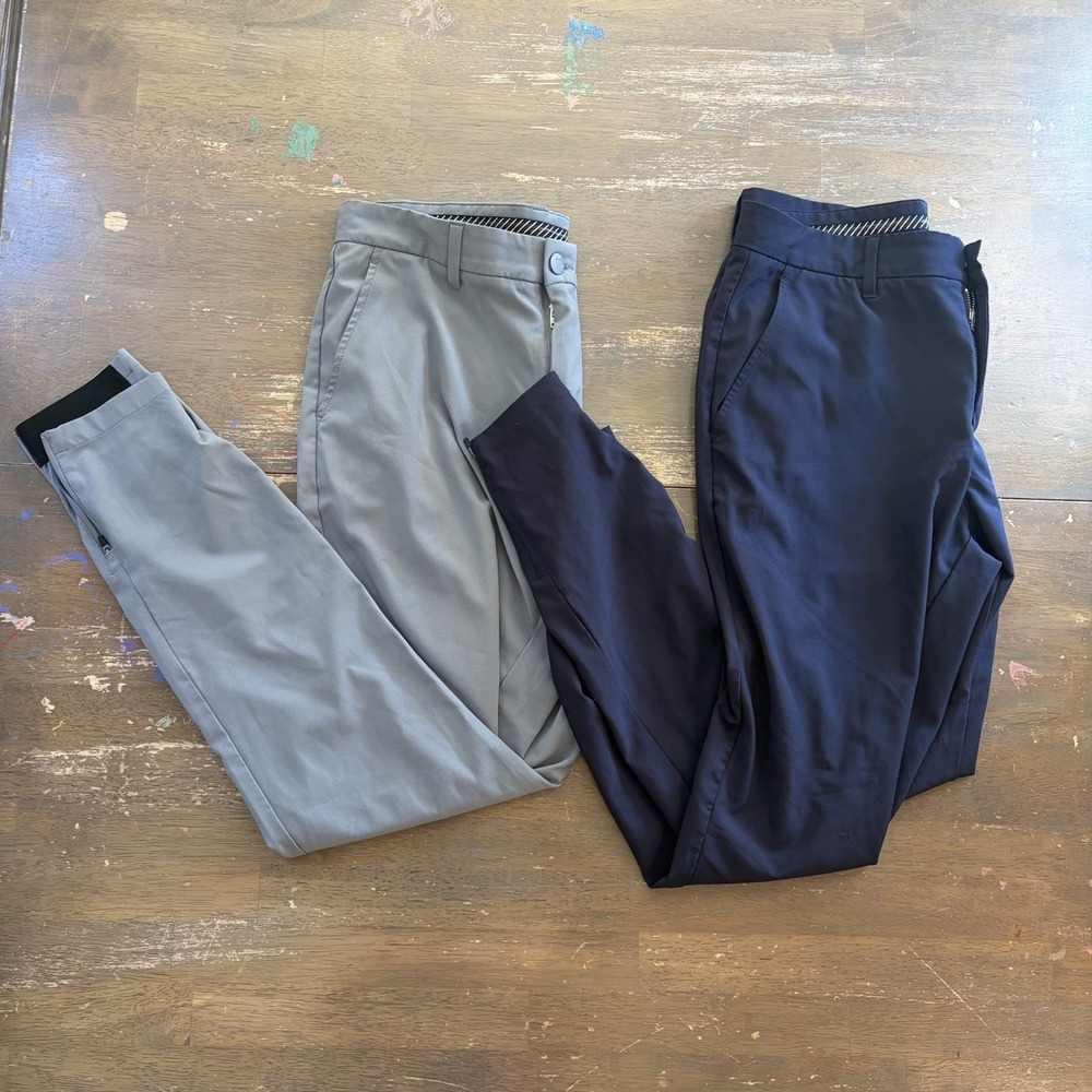 Primo Pants Lot Of 2 Mens 32 Performance Jogger Golf Stretch Zip Ankle Gray Blue